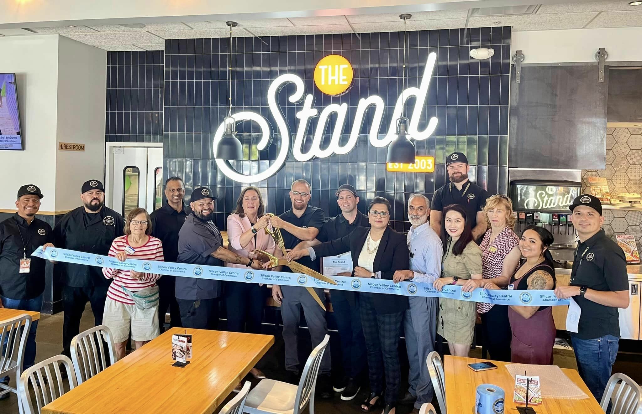 Chamber members and staff at a ribbon cutting